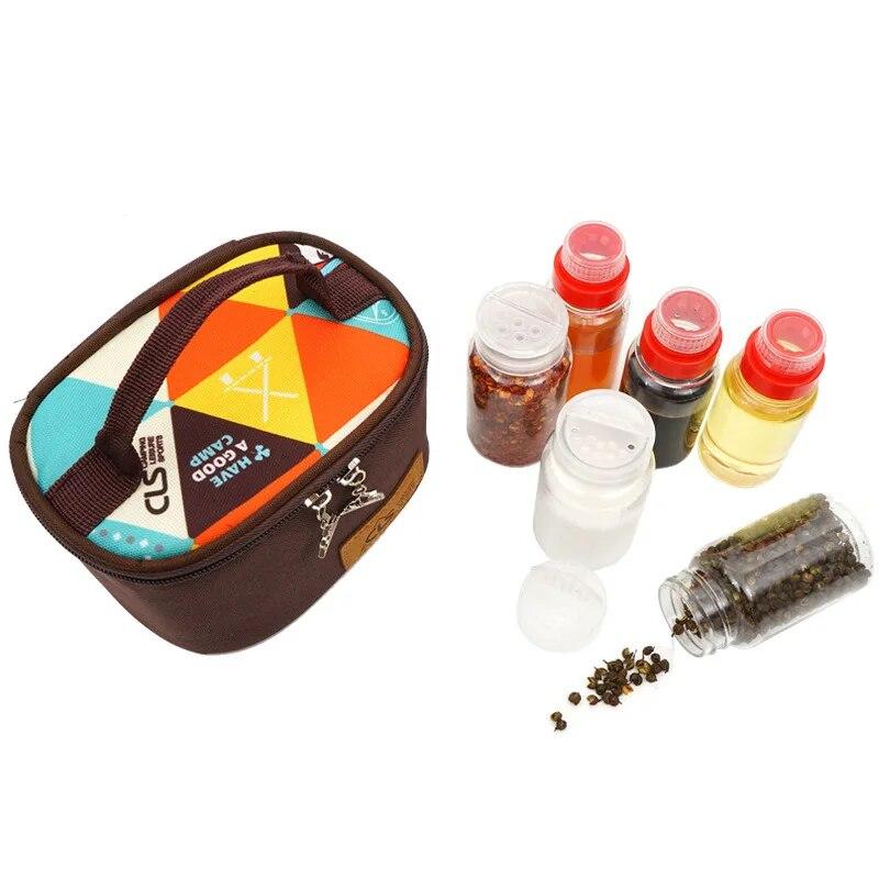 6pcs/Set Spice Sauce Condiment Bottle BBQ Camping Outdoor Picnic Pepper Jar Ketchup Seasoning Pot Container Kitchen Tool Portabl