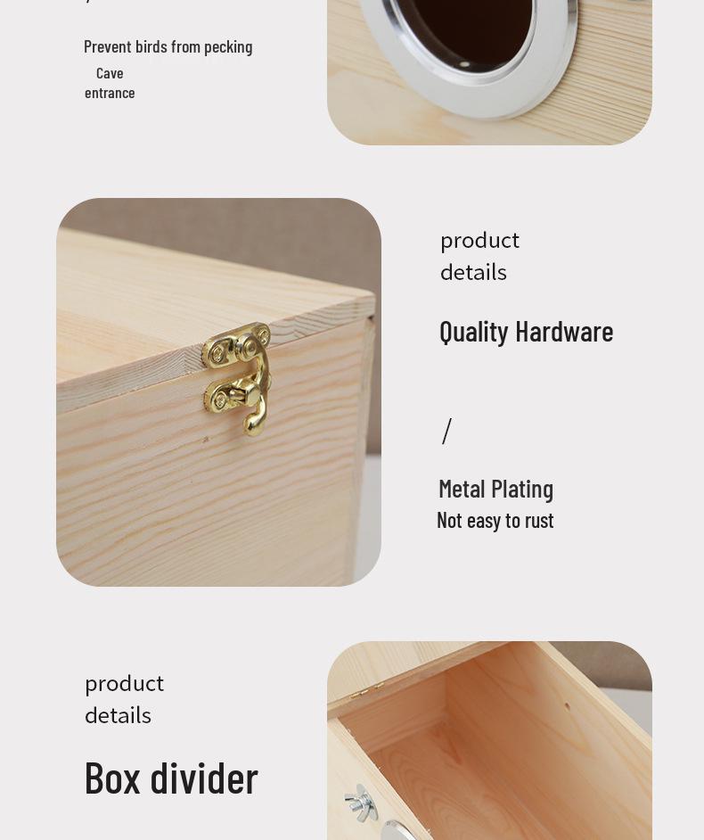 Klatka dla ptaków z drewna sosnowego w różnych rozmiarach: Drewniany budka dla papugi z otwieranym dachem