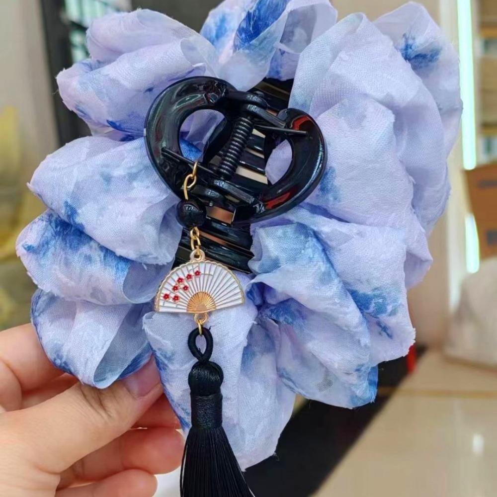 Cloud Tassel Bubble Mesh Hair Claw Chinese Style Back of The Head Clip  Hairpin Accessories