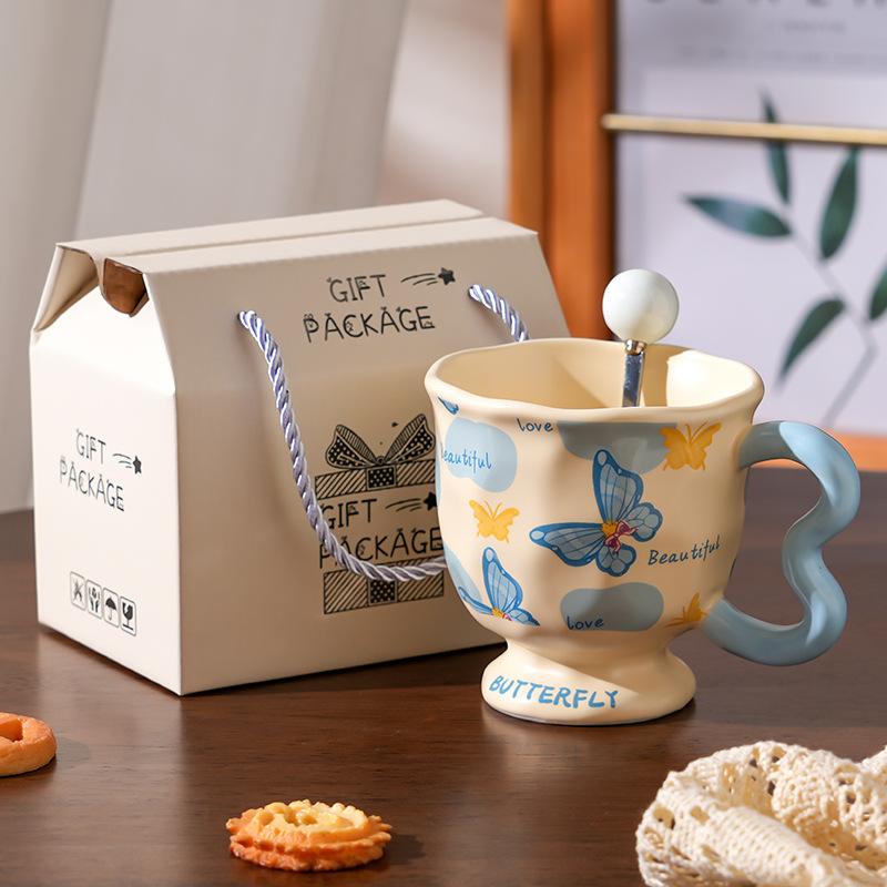 Ceramic Cups High Value Household Couples Water Cups Gift Boxes Creative Hand Gifts High End Sense Mugs