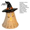 Holiday Atmospheric Night Lights Witch Hat Ghost Tealight Candle Holder, Vintage Resin Halloween Tabletop Decor Style Crafts with Warm Glow