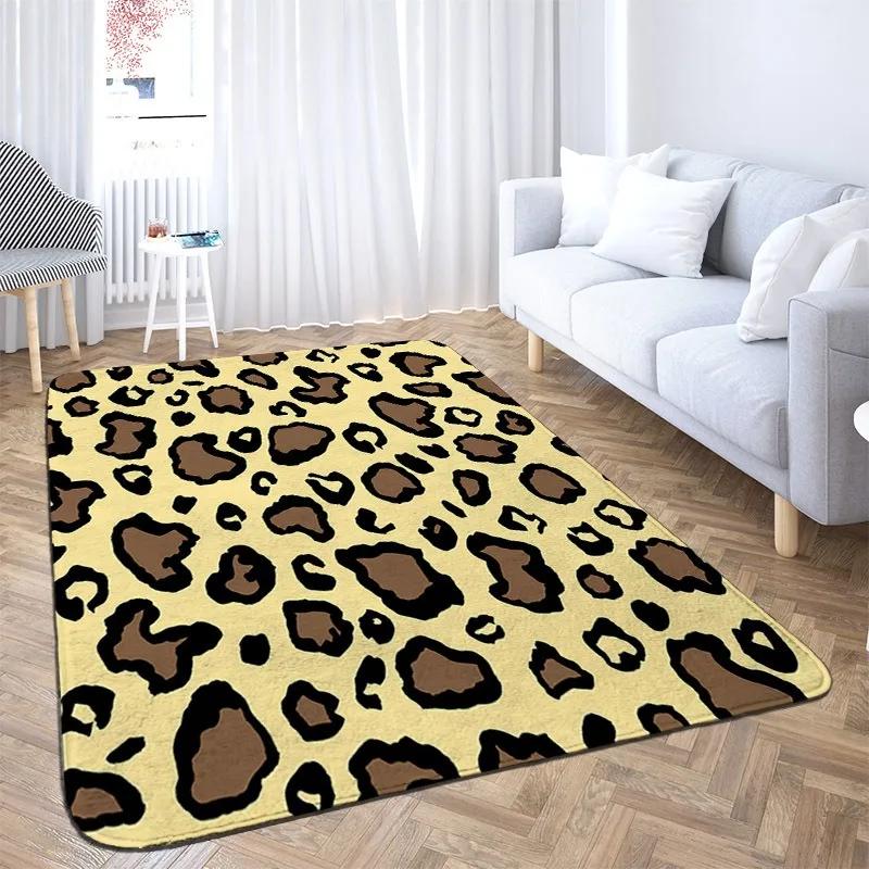Animal Skin Pattern Leopard Print Carpet Home Bedroom Floor Decor Large Size Mat Non-slip Coffee Table Area Rug Bathroom Doormat