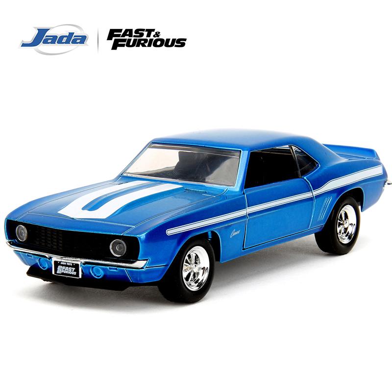 JADA Toys Diecast Car 1:32 FF 1969 Chevrolet Camaro-Free Rolling Candy 3005C Blue Window Box With J Hook Fast & Furious JD34443