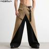 Incerun Irregular Zipup High Men Waist Patchwork Casual Long Trousers Pants