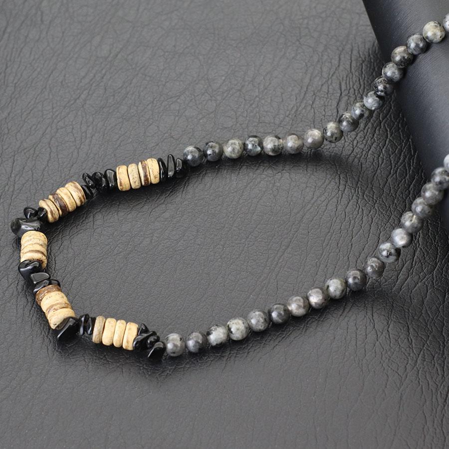 Fashion Men Necklace 20 Inches Natural Tiger Eyes Blue Howlite Stone Collar Hiphop Accessories Coconut Husk Beads Colar Jewelry