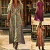 EBay Amazon grenzüberschreitend große Größe literarisch und retro ethnisch Parkettkleid fließend V-Ausschnitt lässiges Strandkleid