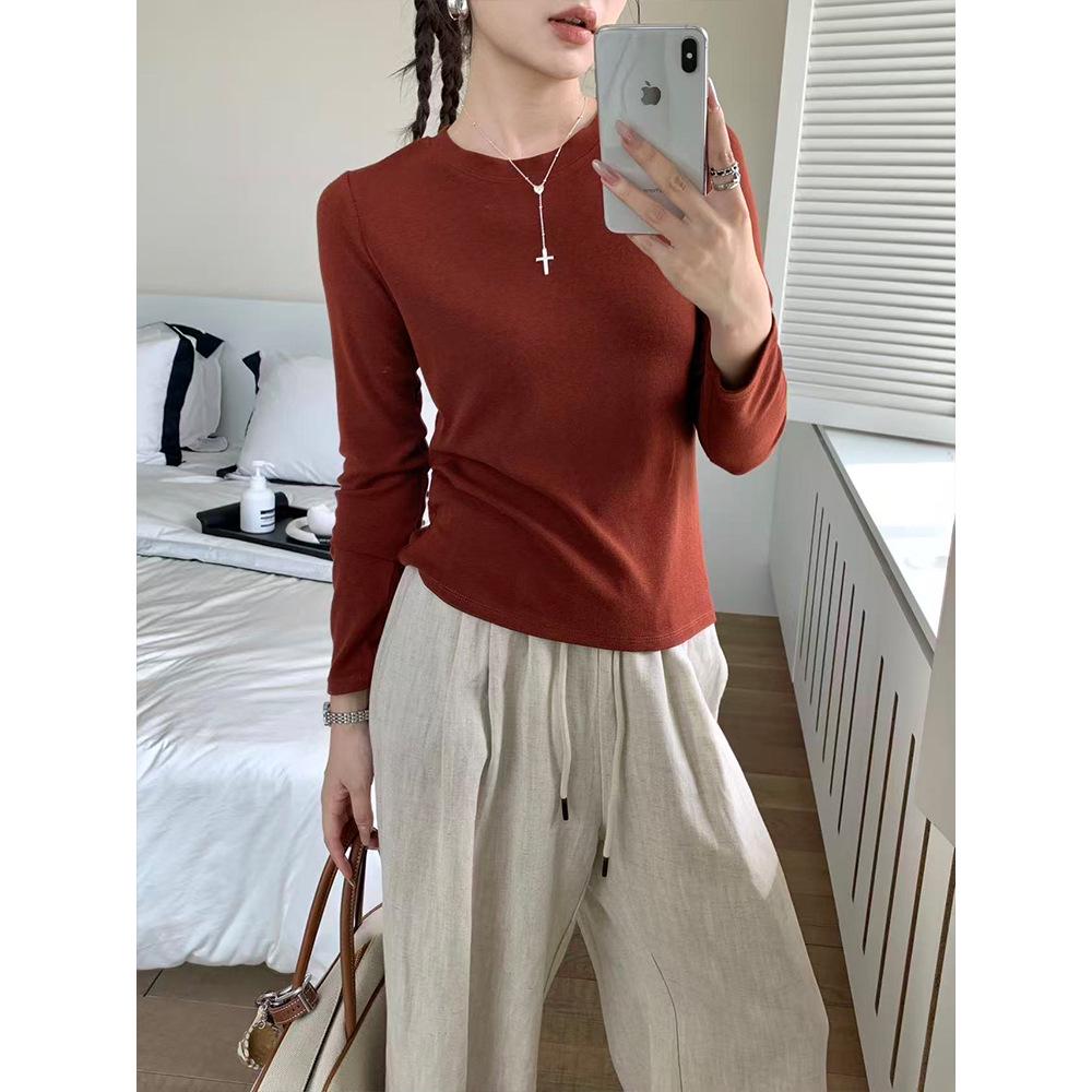 

25 Осень/Зима Универсальный Теплый Топ Базовый Слой с Круглым Вырезом и Длинным Рукавом 29004