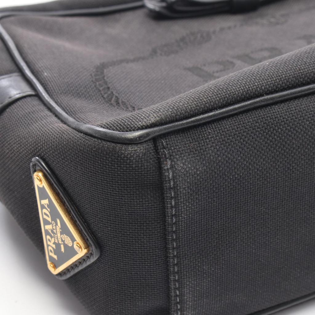 Used PRADA TESSUTO SOFT CALF Shoulder Bag 1BH089 canvas leather Black Used Women