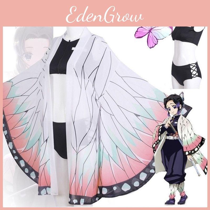 Stunning Demon Slayer Kimetsu No Yaiba Bikini Swimsuit Set With Beautiful Cloak For Summer