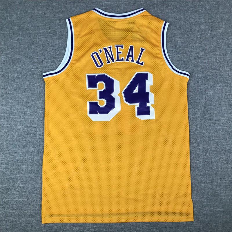 Dámský basketbalový dres Lakers NBA Shaquille O'Neal 34 Vyšívaný Sportovní oblečení Volný střih Závěsný na krku Dlouhý rukáv
