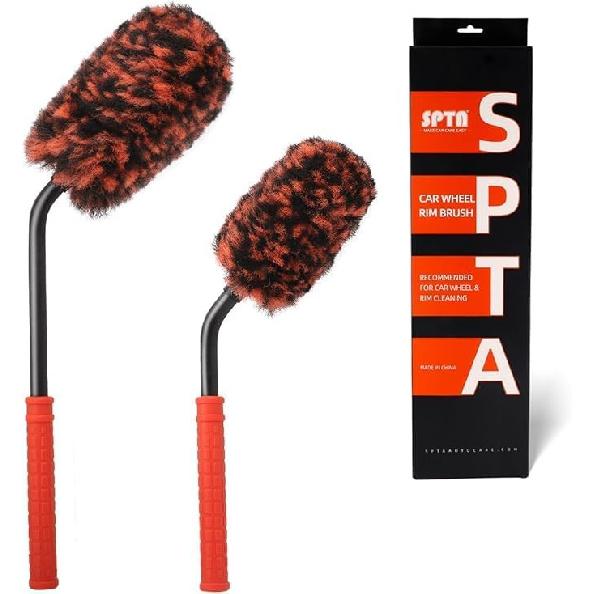 SPTA Rim Cleaner Brush, 3 Pcs Synthetic Ultimate Wheel Brush Set, Flat Spoke Wheel Cleaning Brush, Car Wheel Brush, Brush for Cleaning Wheels, Safe 2pcs