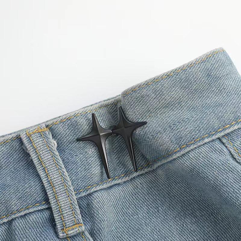 1 Pair Cross Star Waist Buckle Buckle Detachable No Nail No Stitch Waist Button Waist Circumference Change Waist Artifact