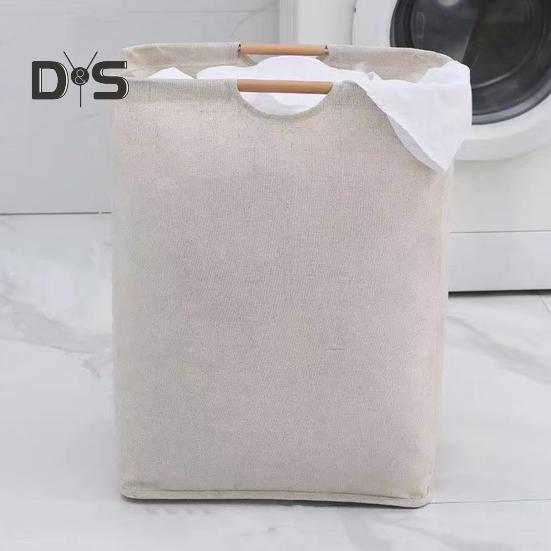 Laundry Hamper Storage Basket with Bamboo Handle Foldable Design Large Capacity Waterproof Fabric Clothes Hamper Laundry Basket