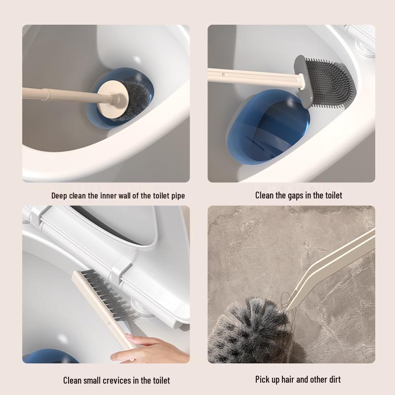 Wandmontierbares Toilettenreinigungsbürsten-Set mit langem Griff und steifen Borsten