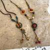 Ceramic Leaf Beaded Pendant Necklace Retro Ethnic Style Temperament Collarbone Chain Light Luxury High-end Niche Jewelry Women