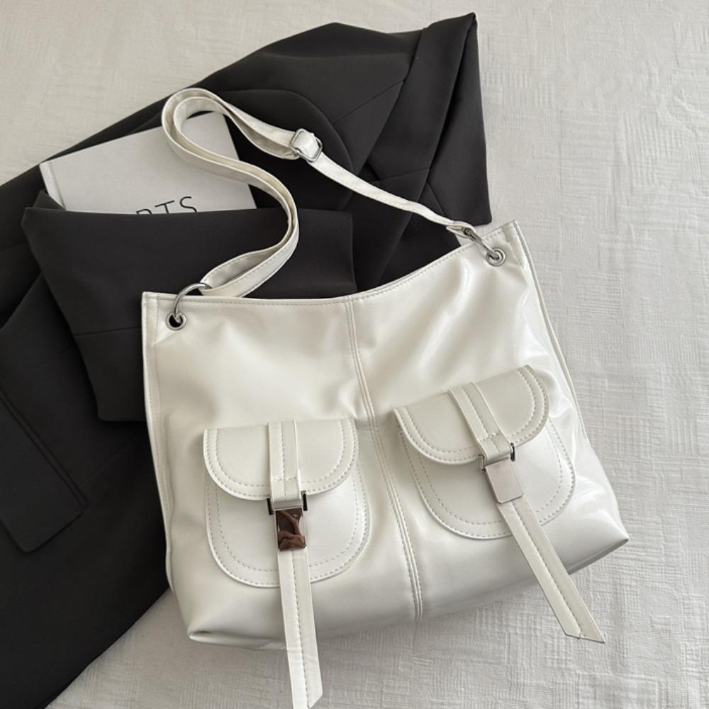 

Сумка-тоут в корейском стиле с несколькими карманами, Сумка-тоут, Сумка через плечо, Простая ПУ сумка под мышкой, Для путешествий белый