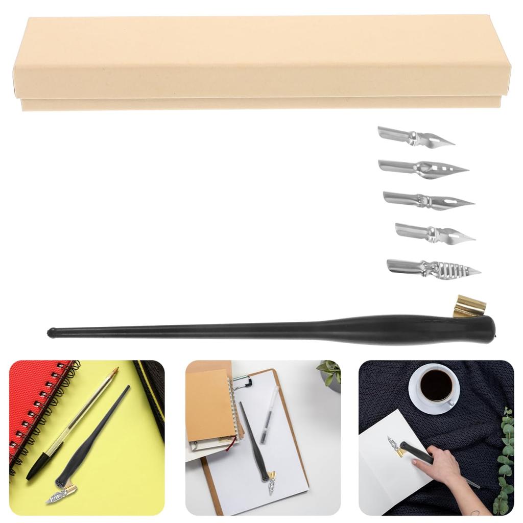 FRCOLOR Calligraphy Pen Dip Angled 5 Calligraphy Handwriting Set, Pens, Barrel, Resin, Vintage, Pens, Nibs, Drafting, Practice, Beginner, Drawing,