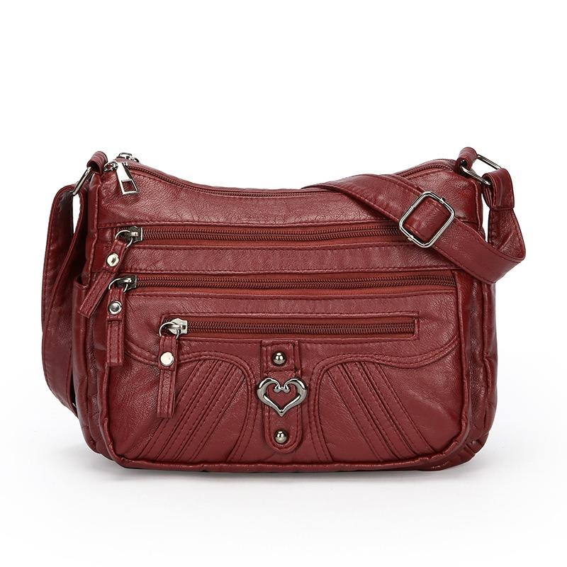 Ladies' Soft Leather Large Capacity Crossbody Shoulder Bag