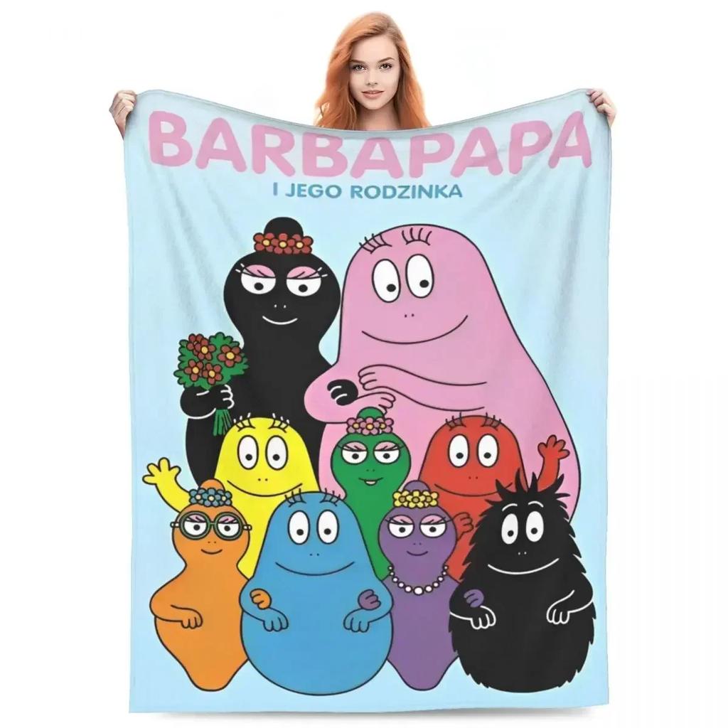Barbapapa Coral Fleece Plush Throw Blanket Cute Cartoon Blankets for Sofa Travel Lightweight Bedding Throws