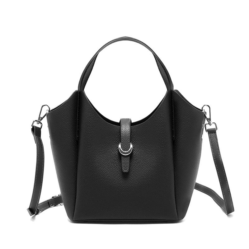 Neue Pendler Handgefertigte Gemüsekorb Tasche für Damen Vielseitige Ein-Schulter Umhängetasche black