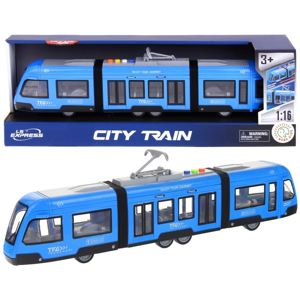 Tramwaj Miejski Przegubowy Zabawka Otwierane Drzwi Światło I Dźwięk