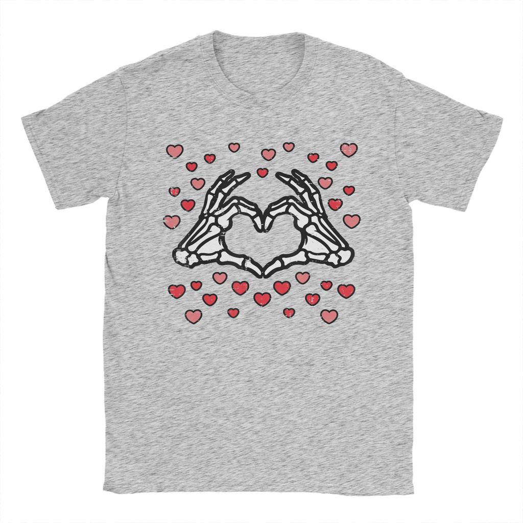 Vintage Valentines Day Skeleton Hand Heart TShirt Unisex Crewneck Cotton T Shirts Short Sleeve Tee Shirt 4XL 5XL Clothing