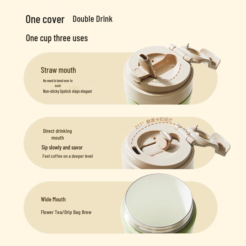 SUPOR 450ML Portable Insulated Straw Coffee Cup