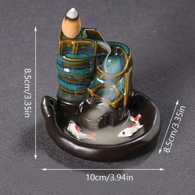 1PC Gifts Ceramic Ornament Koi Fish Backflow Incense Stove Sandalwood Stove Aromatherapy Furnace