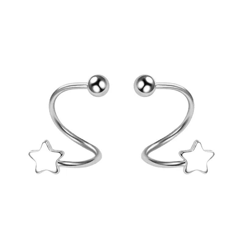 Sweetheart S-Shaped Star Ear Cuff Earrings for Girls - Cute and Unique Spring Hoops