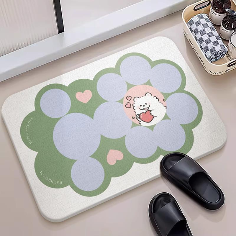 Cartoon hard diatom mud floor mat bathroom suction board non-slip quick-drying mat toilet door toilet floor mat foot mat