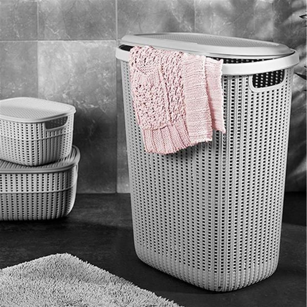 

В язаний кошик для білизни Gondola Knitty сірий 57 л 34.5x44.5x57.3 cm