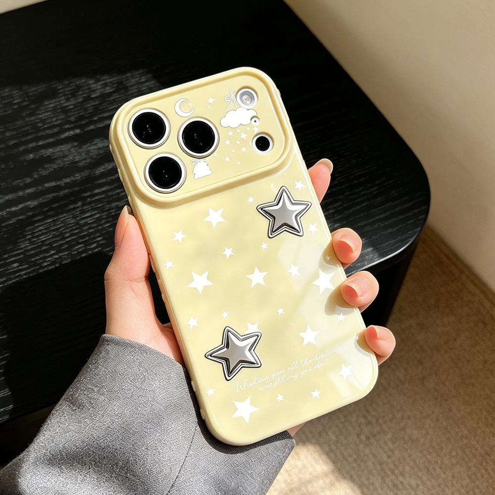 Stereo pentagram suitable for anti-drop iPhone16 mobile phone case Apple 17 protective case creative 17Promax new model