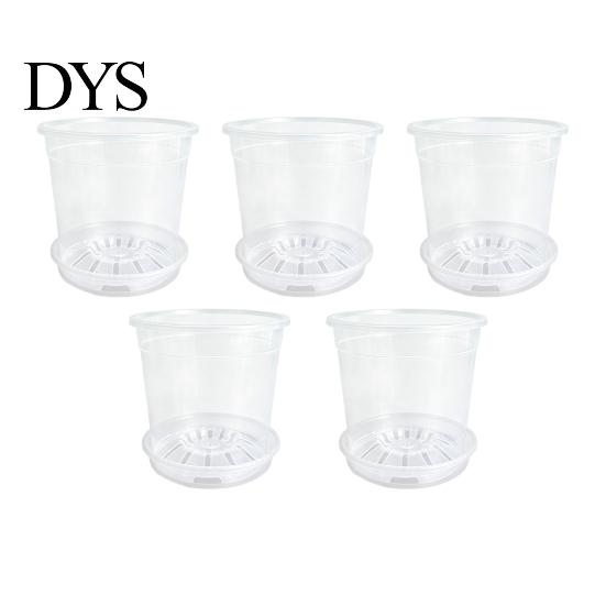 Orchid Repotting Supplies Clear Plastic Pot with Saucer, Plant Pots Drainage Holes, Ventilated Flower for Rose, Phalaenopsis, Seedings Indoor