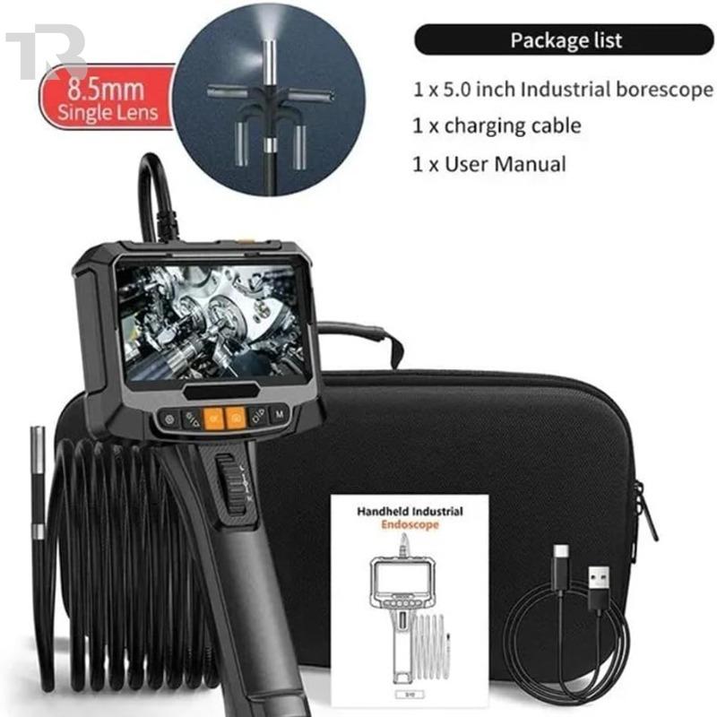 Inspection Borescope 360° Steering Industrial Endoscope Camera 8mm 5"IPS Screen Single&Dual Lens 1080P For Car Engine Pip