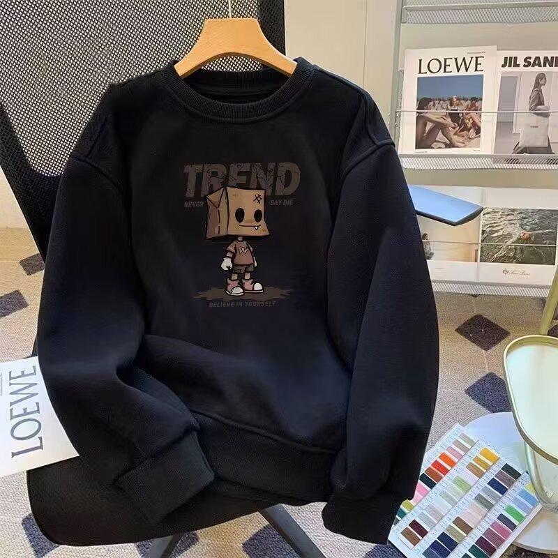 

Тяжелый свитшот из хлопка Хуа: Трендовая универсальная футболка с длинным рукавом для мужчин 4XL