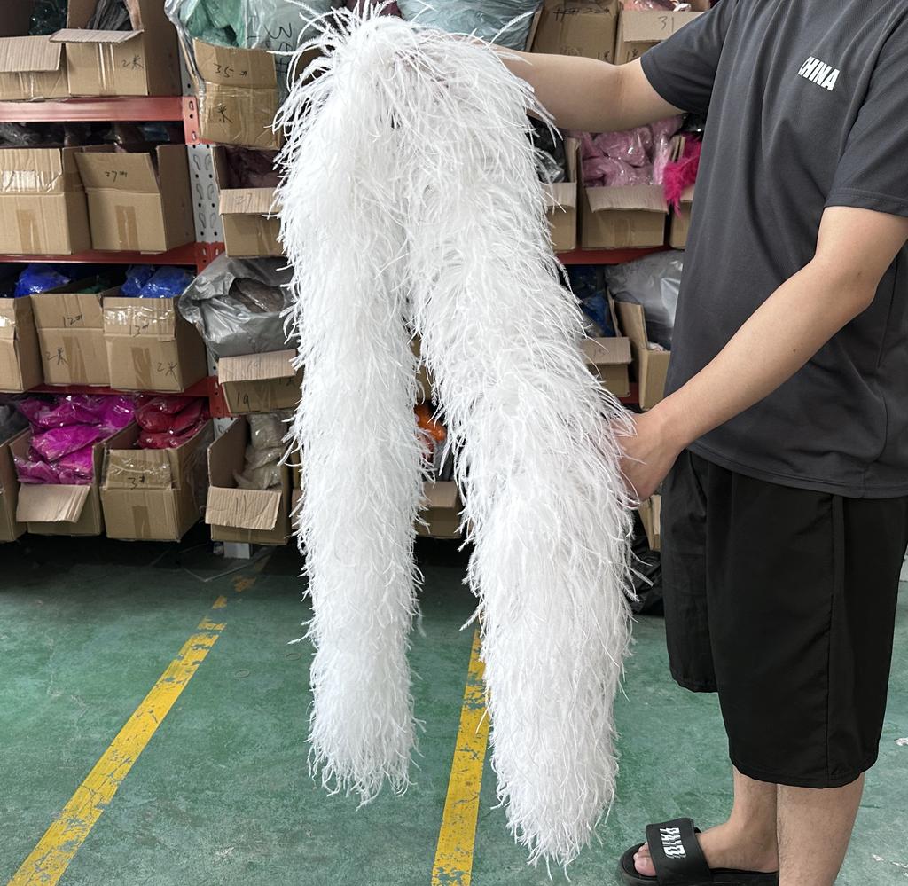 DIY Colorful Ostrich Feather Boa 6Ply Fluffy Shawl 0.5/1/2/3/4 Meter for Wedding Dress Carnival Performance Costume Party Decoration