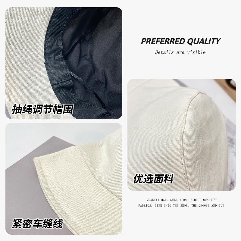 Solid color bucket hat for men and women four seasons versatile big eaves sunshade basin hat outdoor UV protection face small sunscreen hat