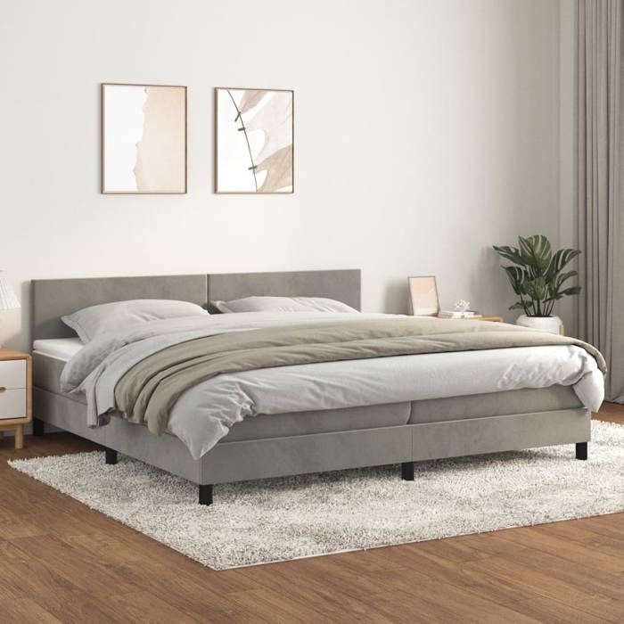 Maison Exclusive - Sommier à lattes de lit et matelas Gris clair 200x200cm Velours