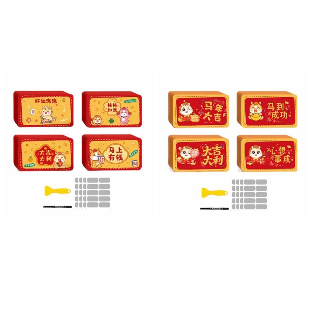 40pcs with Pen Vouchers Tickets Anniversary Surprise Lucky Cards Cute Scratch-off Cards Festivals