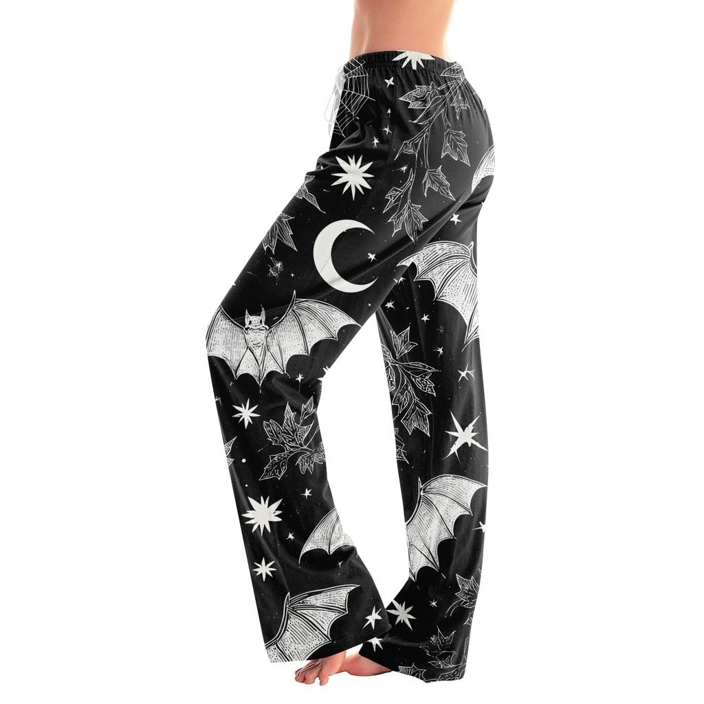 Women's Drawstring Halloween Printed Pants Casual Trousers with Elastic Waist