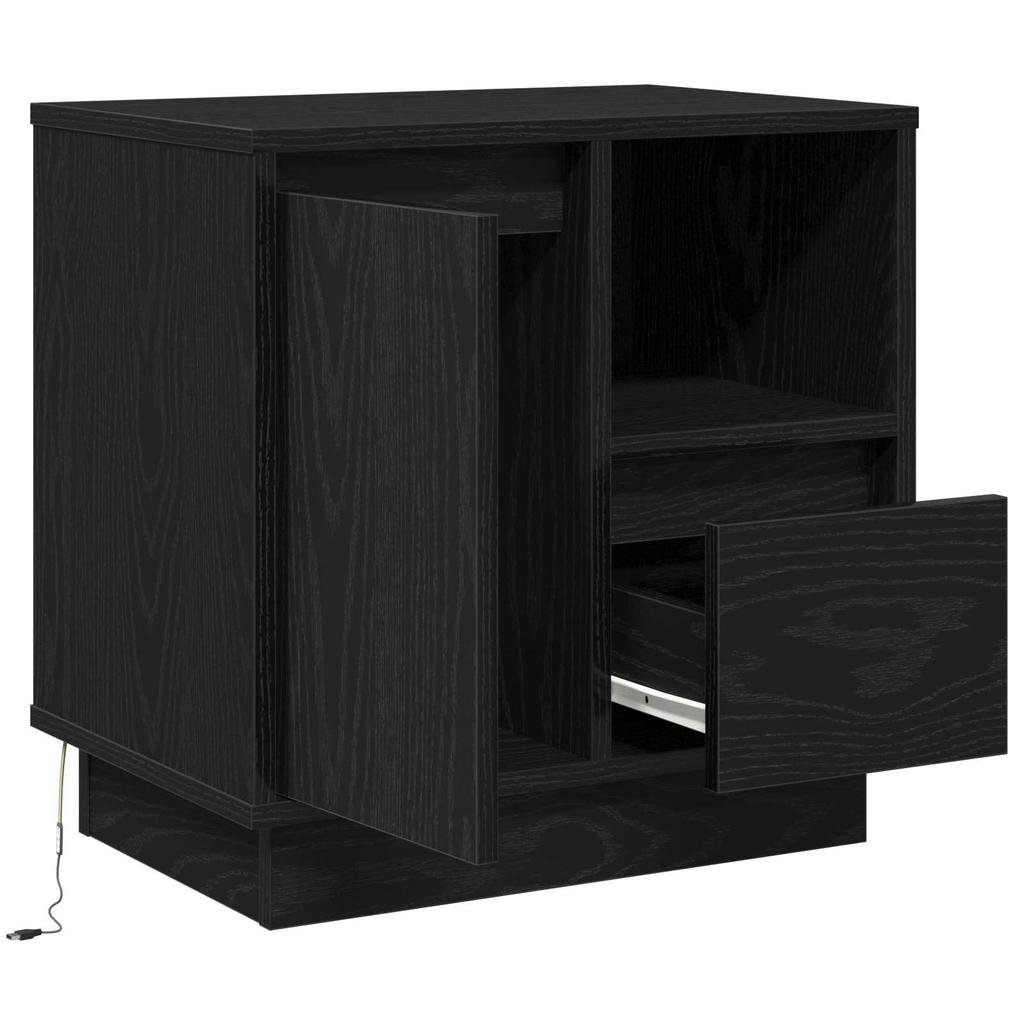 Nightstand Black Oak Effect 50 x 34.5 x 50 cm Engineered Wood