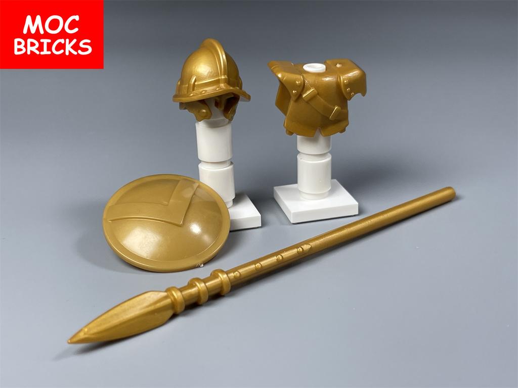 Einzelner MOC Baustein Schwarzer Goldener Rüstungswarrior Mittelalterliche Ritter Rom Waffe Actionfigur Pädagogischer Baustein Geschenke