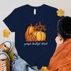 New Unisex Fashion O Neck Tops Fall Pumpkin Grateful Thankful Blessed Printing Shirt Short Sleeve T Shirt Casual Shirt Summer T
