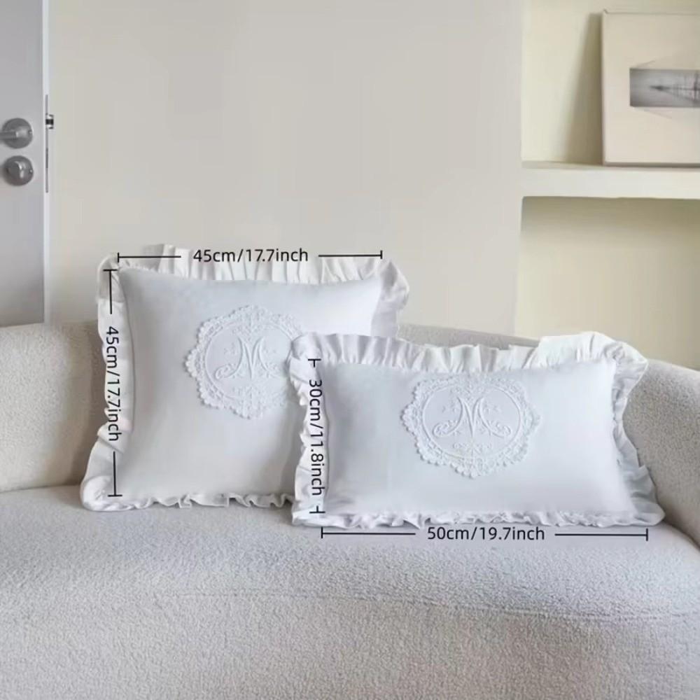 French Lace Cushion Cover Washed Material Bedroom Pillow Shell Comfortable Pillow Cover
