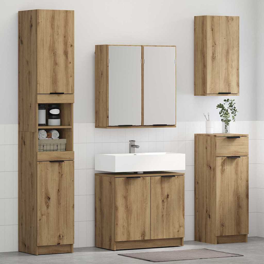 Bathroom Cabinet Set with Shelf Artisan Oak Wood Based Material