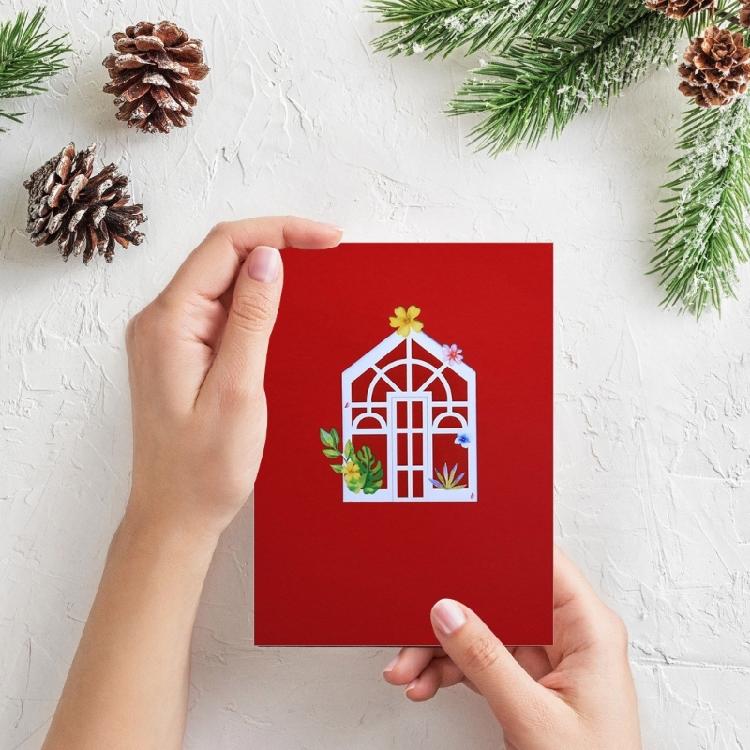 Stylish 3D Popup Paper Card Bright 3D Flower House Popup Card Elegant Moving Gift for Friend and Family