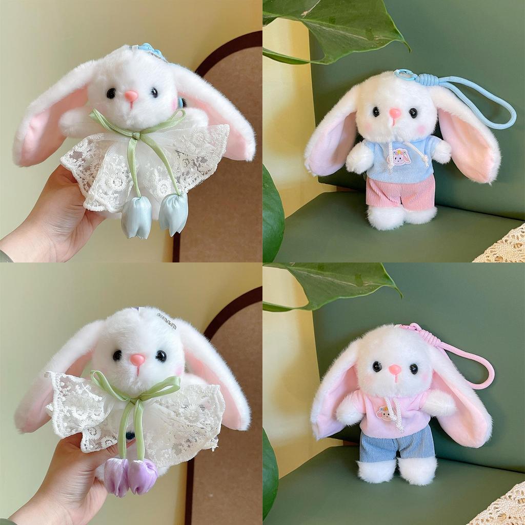Plush Bunny Keychain With Lace Hoodie For Girls And Kids Gift