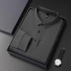 Men's Lapel POLO Shirt - Long Sleeve, Casual Business, Solid Color, Waffle Weave for Spring & Autumn