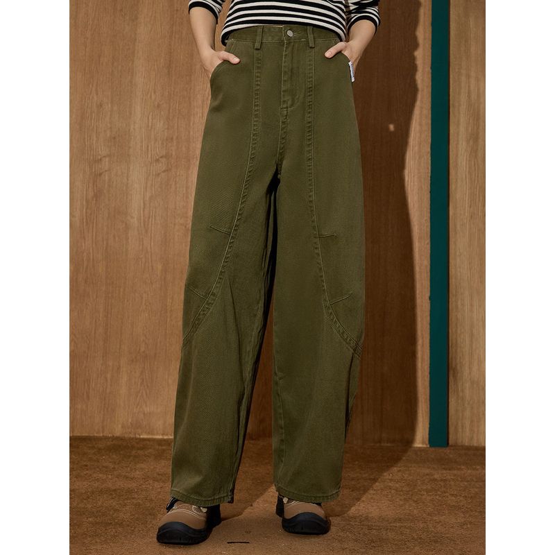 Coolhut American-Style Deconstructed Silhouette Workwear Casual Slimming Wide-Leg Scimitar 2025 Autumn Women's Jeans