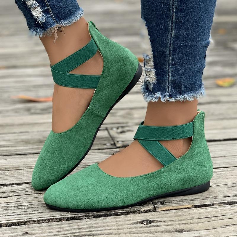 Women Ballet Shoes Shallow Elasticated Straps Round Toe Women Shoes Flat Heel Women Shoes